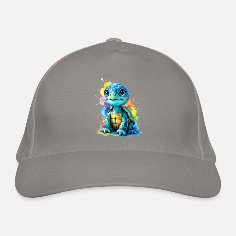Bunte Schildkröte mit Farbspritzern Bio-Baseballkappe