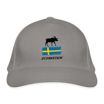 Schweden Elch Fahne Urlaub Reise Sticker Souvenir - Bio-Baseballkappe - Hellgrau - Vorne