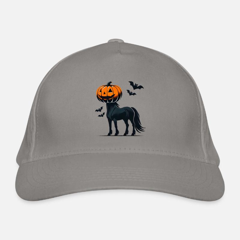 Cheval à tête de citrouille attendant Halloween Casquette classique bio