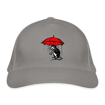 Ratte mit Schirm - Bio-Baseballkappe - Hellgrau - Vorne