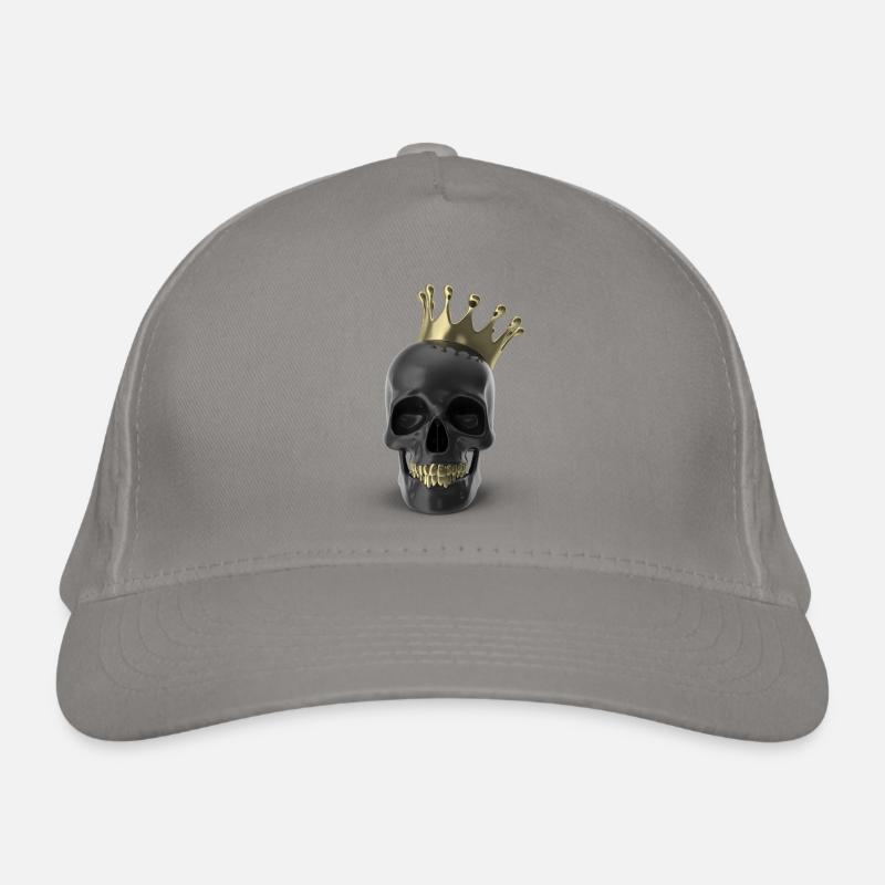 Black Skull With Gold Teeth And Crown 3D Organic Baseball Cap