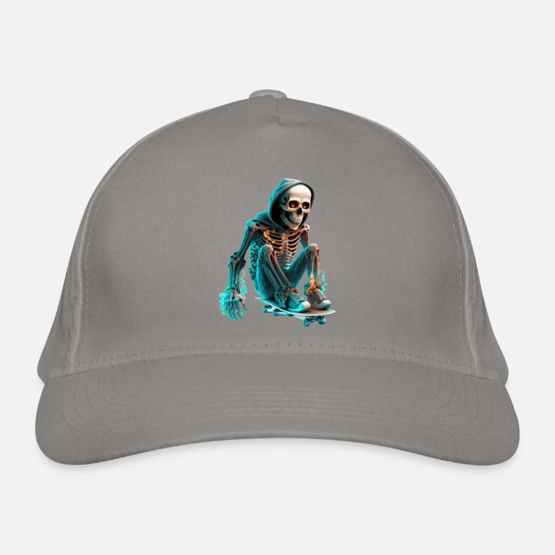 Skeleton Riding Skateboard Casquette classique bio