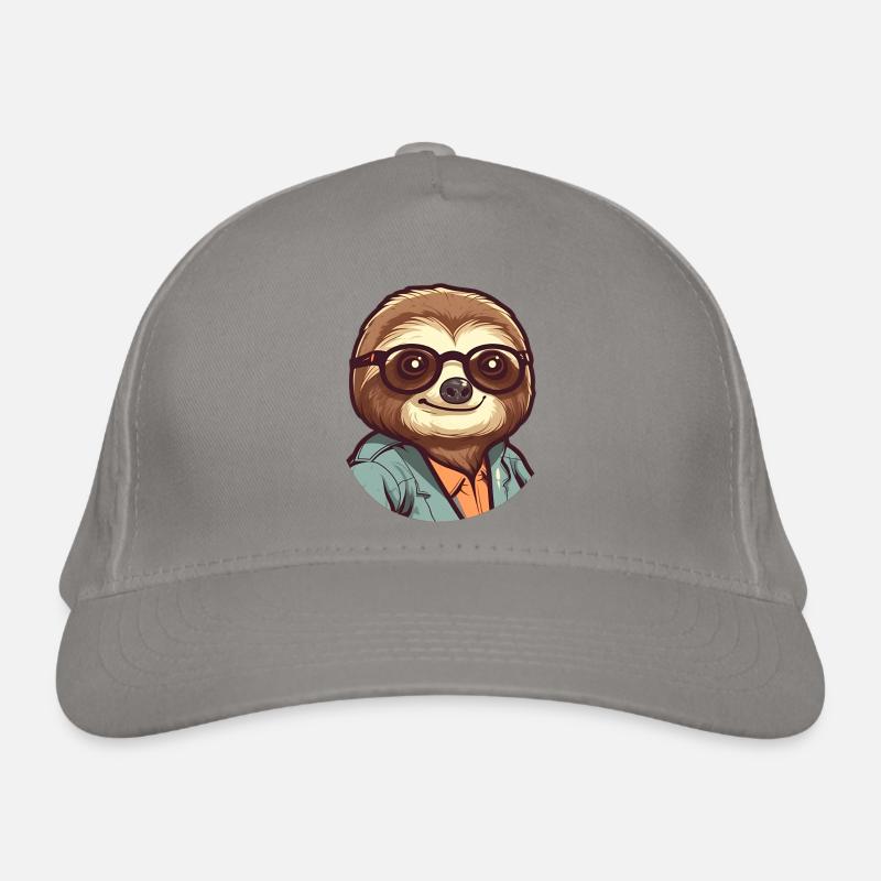 sloth geek - Bio-Baseballkappe - Hellgrau