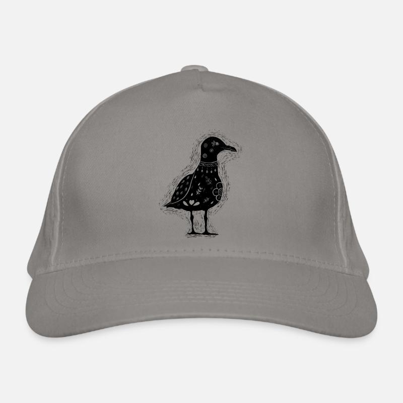 Mouette noire Scandinavie imprimée, impression lino Casquette classique bio