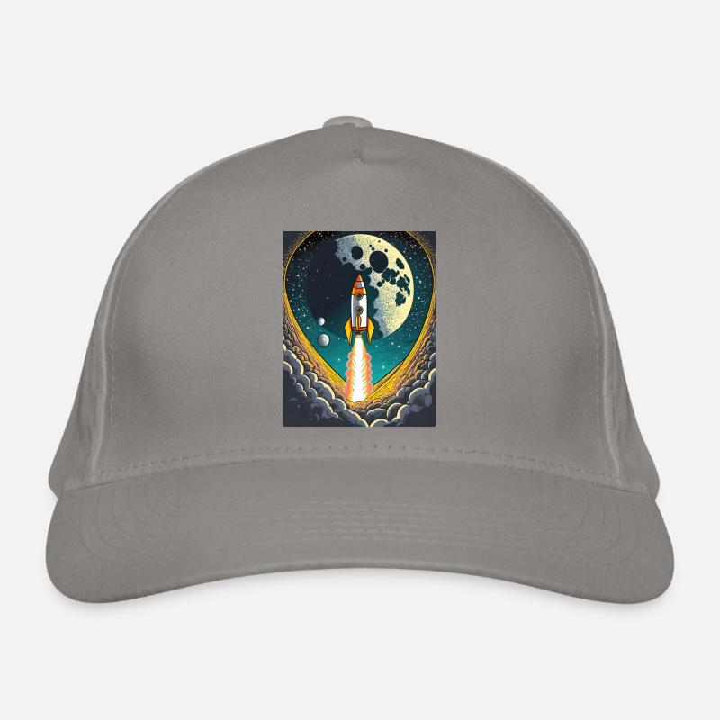 Emmenez-moi sur la lune Démarrage d’une fusée spatiale vintage Casquette classique bio