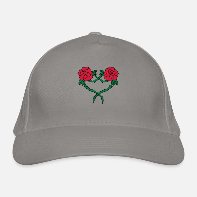 Rose Blumen-Herz-2 3c Bio-Baseballkappe