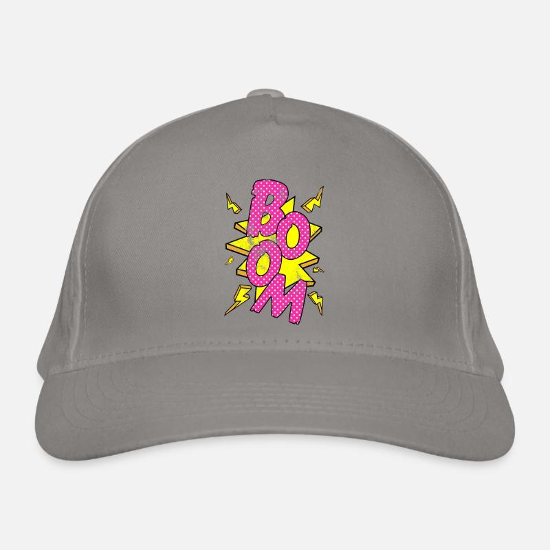 Pop Art / Comic: BOOM - Speech bubble, lightnings - Organic Baseball Cap - light grey