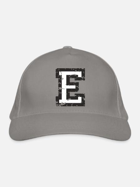 E (Vintage Weiß) Buchstabe E - Bio-Baseballkappe - Hellgrau