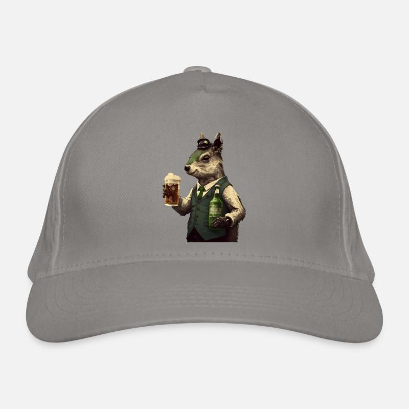 schickes Eichhörnchen Gentleman mit Bier Bio-Baseballkappe