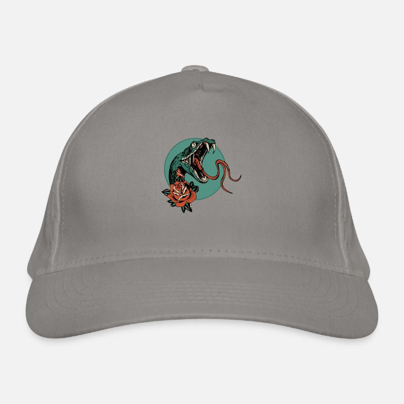 serpent rose fleur vipere cobra langue 403 A Casquette classique bio
