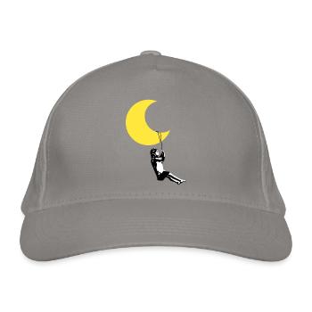 Mädchen schauckelt unter dem Mond Streetart Style - Bio-Baseballkappe - Hellgrau - Vorne