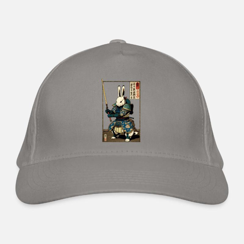 Japanese rabbit in samurai armor in ukiyo-e style Organic Baseball Cap