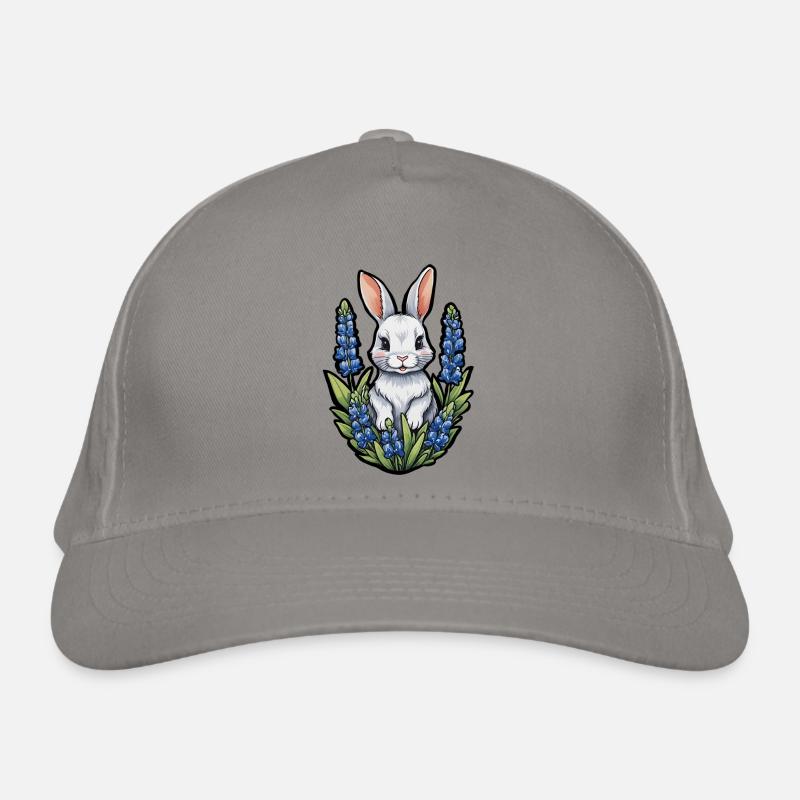 Bunny Rabbit Bluebonnets Organic Baseball Cap