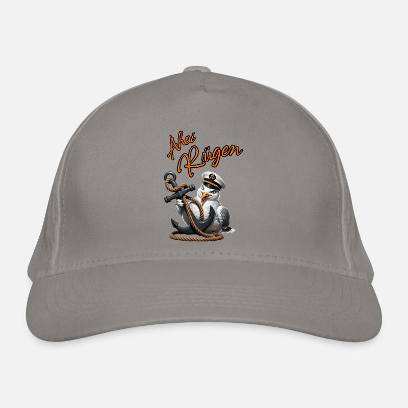 Ohé Rügen ! mouette drôle avec ancre - Casquette classique bio - gris clair