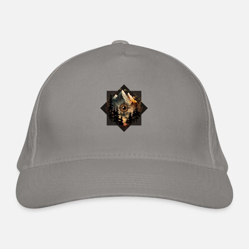 Berge und Kompass 6 Bio-Baseballkappe