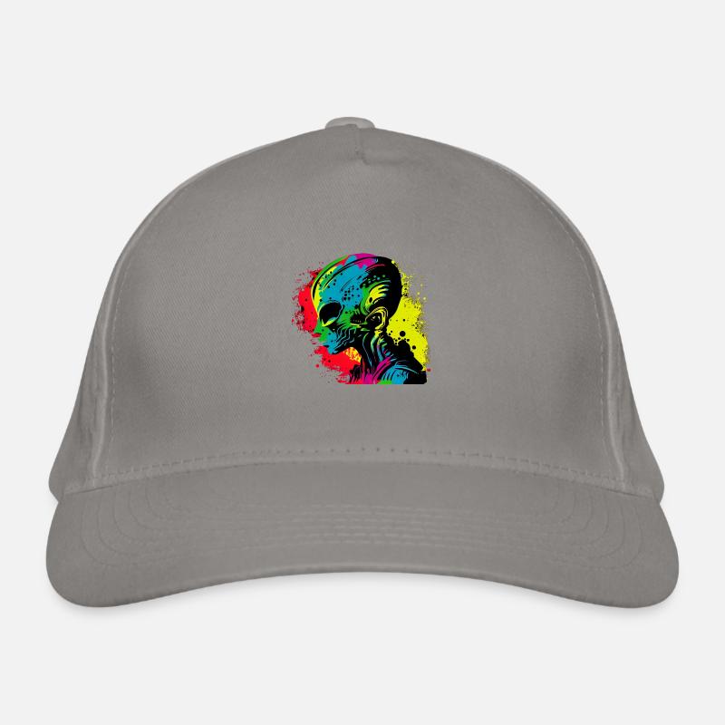 Cool Retro Futuristic Alien - Rainbow Organic Baseball Cap