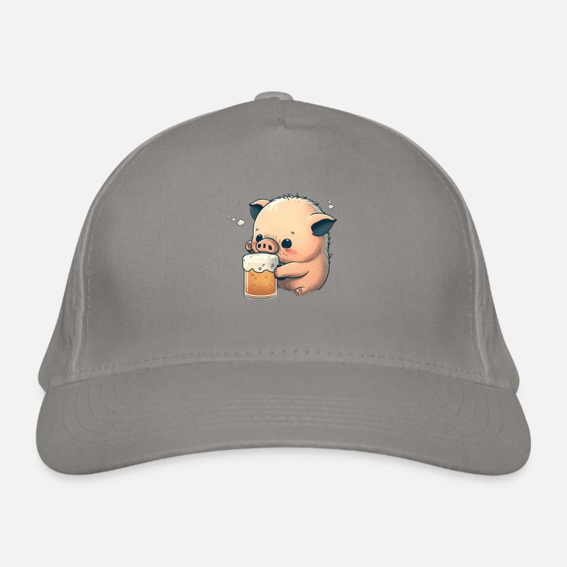 Süsser Schwein trinkt BIer Bio-Baseballkappe