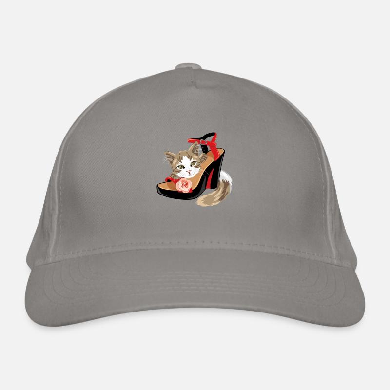 Funny kitten playing with sandals Organic Baseball Cap