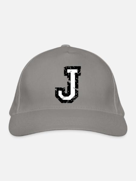 J (Vintage Weiß) Buchstabe J - Bio-Baseballkappe - Hellgrau