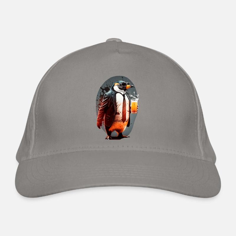 Pingouin cool en costume avec de la bière Casquette classique bio