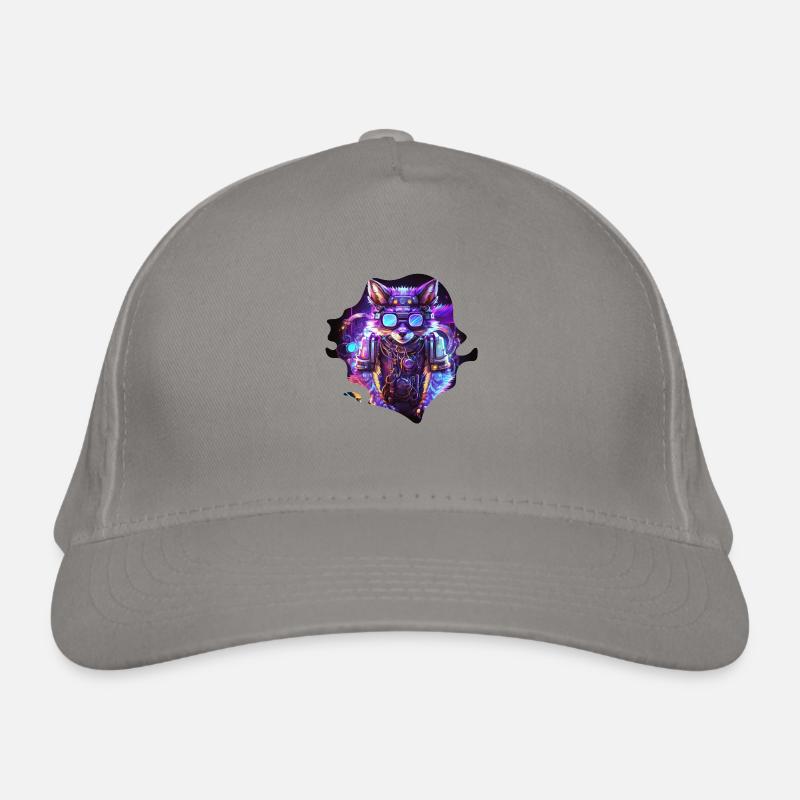 Mecha Wolf mit Neonlicht und Brille Bio-Baseballkappe