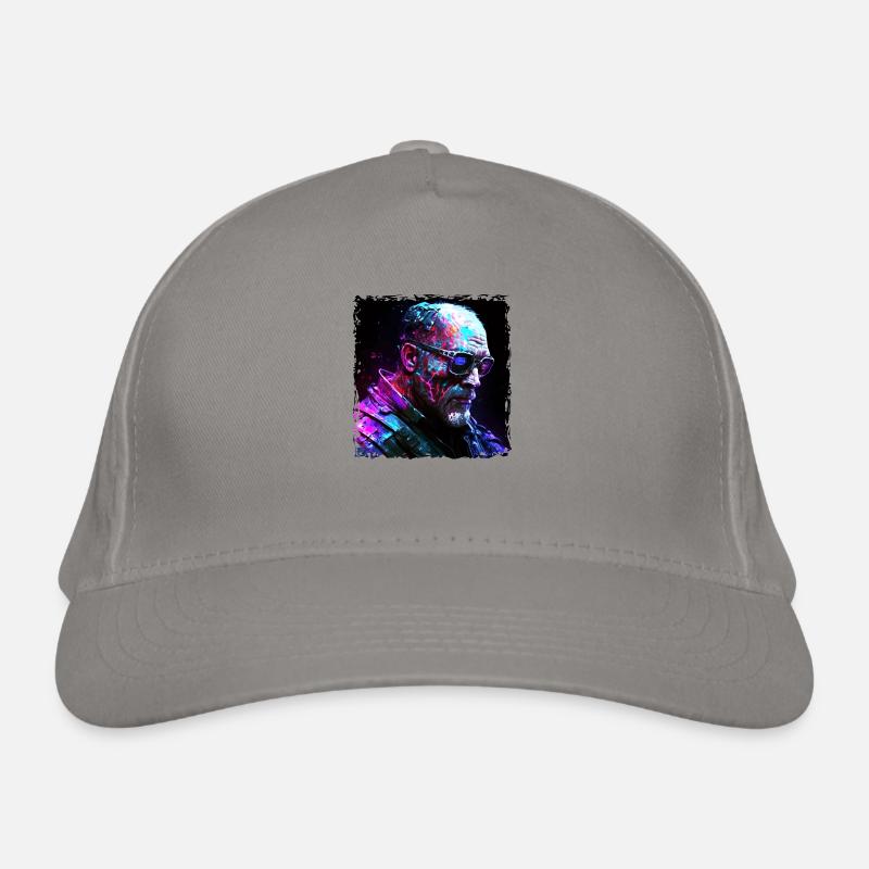 Alter High Tech Cyborg oder Android im Neonlicht Bio-Baseballkappe