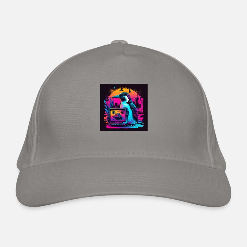 Penguin with neon colors, synthwave / 80s Organic Baseball Cap