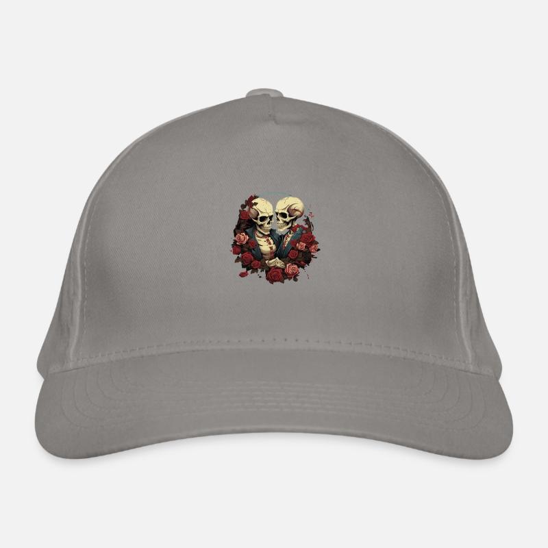 Skeleton lovers in comic style Organic Baseball Cap