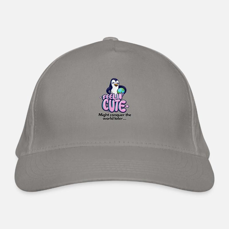 Feelin Cute: Lustiger Spruch mit Pinguin-Design Bio-Baseballkappe