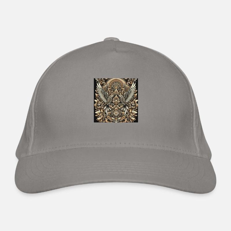 Mandala oiseau avec des fleurs Casquette classique bio