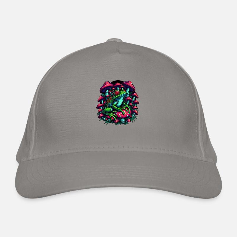 Psychedelic frog with mushrooms Organic Baseball Cap
