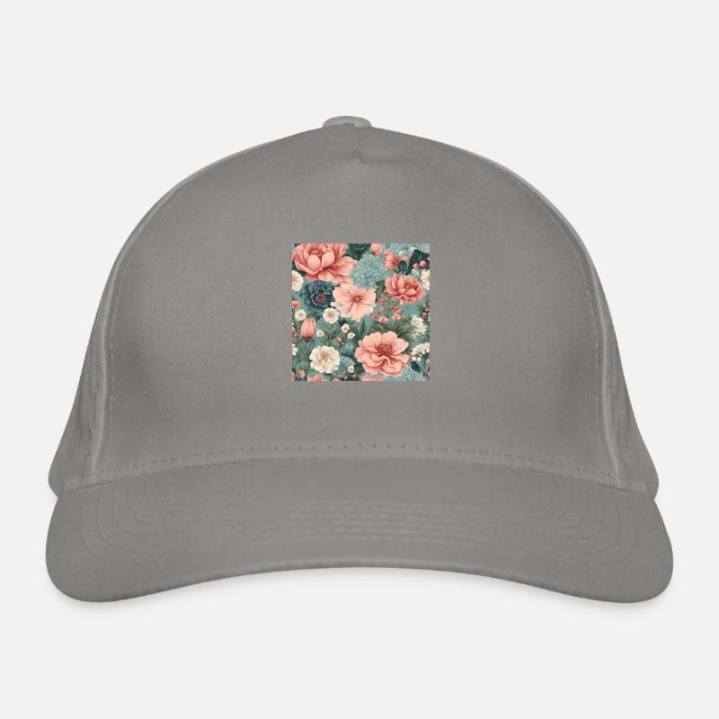 Spring Summer Blooming Floral Pattern Organic Baseball Cap
