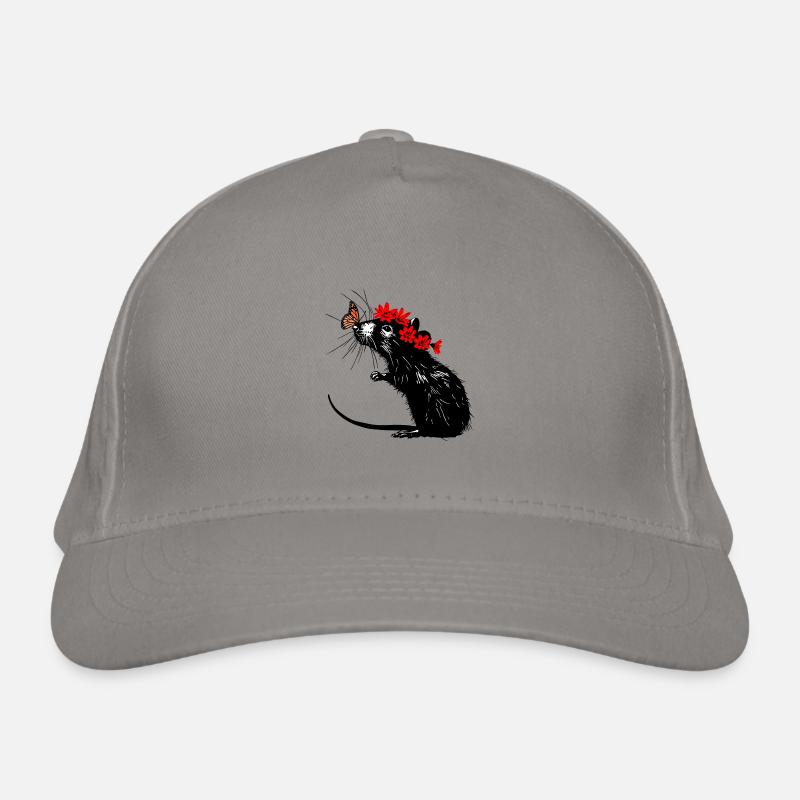 Baisers de papillon : Rat avec papillon Casquette classique bio