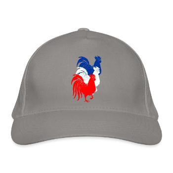 Drei französische Hähne coq mit französisch drei Farben - Bio-Baseballkappe - Hellgrau - Vorne