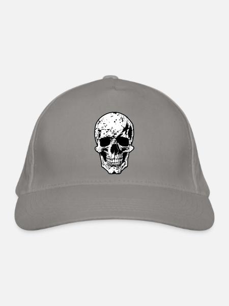 Schädel-Splatter Grunge Druck - Bio-Baseballkappe - Hellgrau