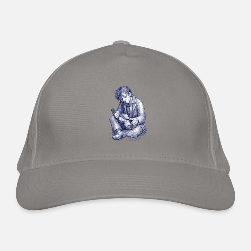 Melancholic reader | Hand Painted Drawing Organic Baseball Cap