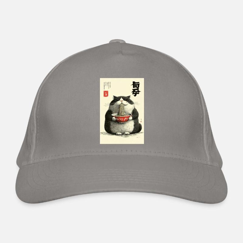 Neko Noodle Feast in Ukiyo-e Style Organic Baseball Cap