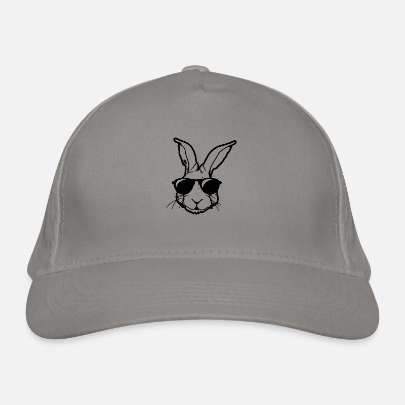 Rabbit with sunglasses Rabbit's head Gift idea Organic Baseball Cap