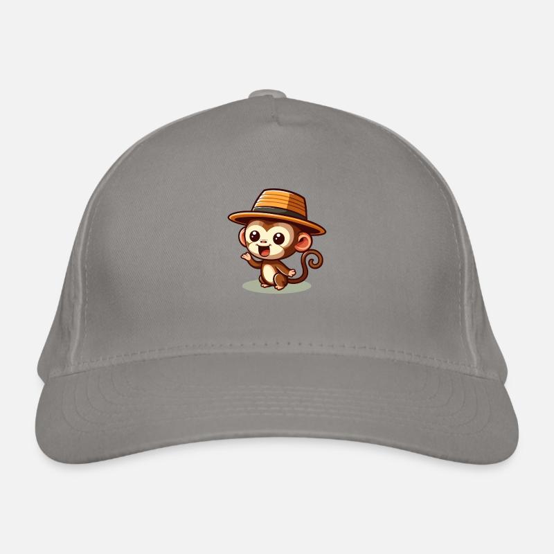 Dessin animé de singe mignon avec chapeau Casquette classique bio