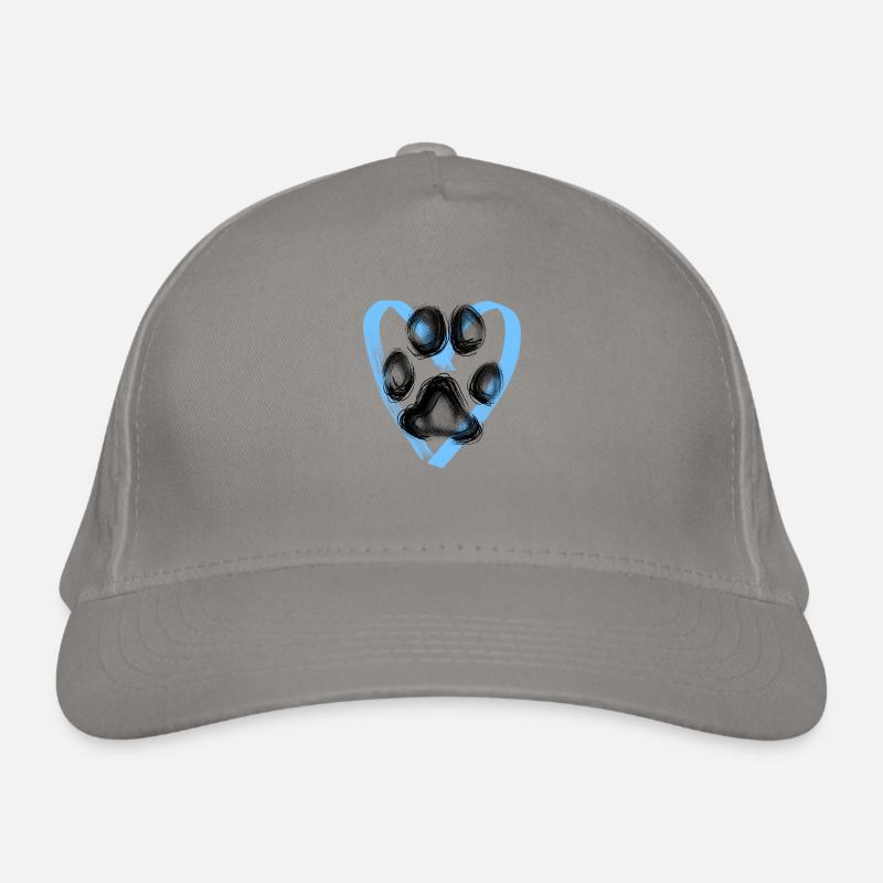 Empreinte de patte avec coeur, bleu Casquette classique bio