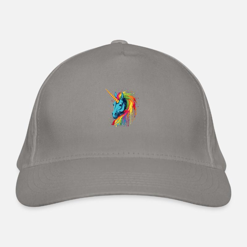 Buntes Einhorn mit Regenbogen Mähne Bio-Baseballkappe