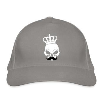 Skull with crown - Organic Baseball Cap - light grey - Front