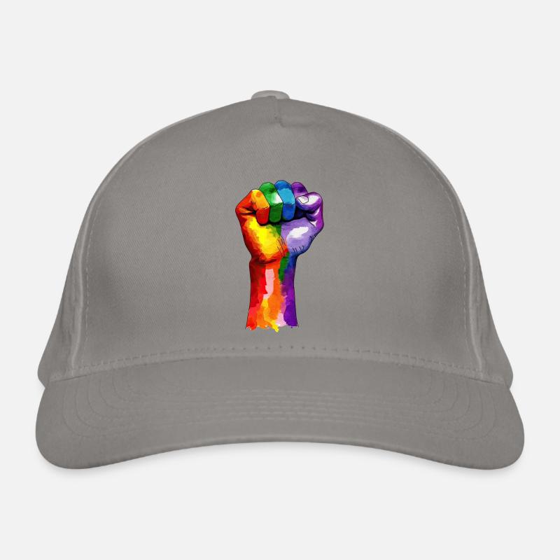 Gestreckte Faust des Regenbogens-LGBT Pride Bio-Baseballkappe