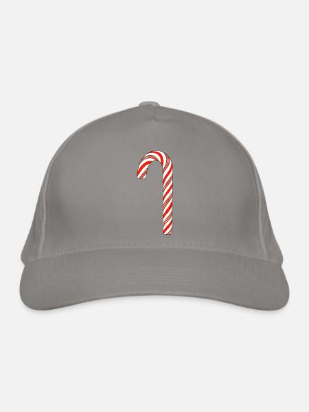 Zuckerstange rot weiß - Bio-Baseballkappe - Hellgrau