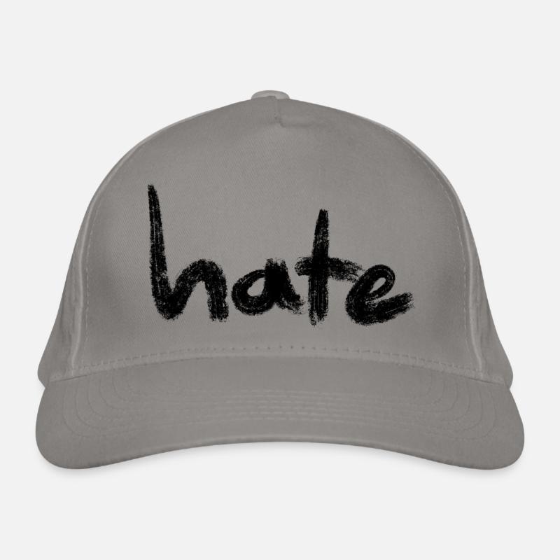 Hate Text Black Organic Baseball Cap