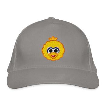 Sesamstraße Bibo Als Stickmotiv - Bio-Baseballkappe - Hellgrau - Vorne
