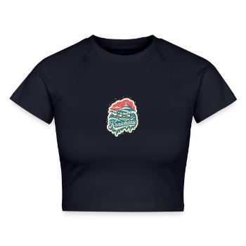 Kraichgau Baden Württemberg Winter   - Cropped Frauen Organic T-Shirt - Navy - Vorne - AI Model Female 172 light (172cm)