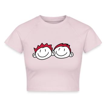 2 friends head face couple family painted child kr - Cropped T-Shirt - light navy - Front - Liana (172cm)