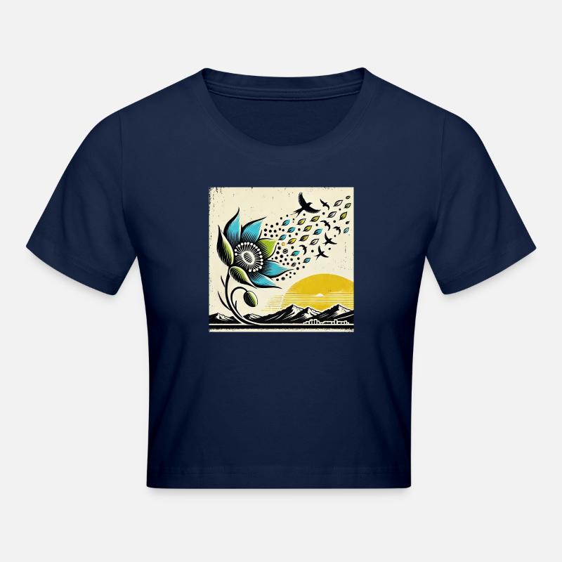 Migration des oiseaux - Crop top - marine clair