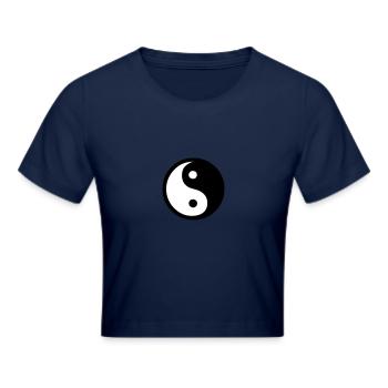 yin yang Wellness verre oosten feng shui china - Cropped T-Shirt - navy - Voor - Liana (172cm)